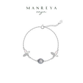 Manreya玛芮雅迷蝶银镀金真多麻海水珍珠手链