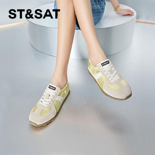 星期六绸缎拼接复古阿甘鞋SSC11120TQ 商品图3