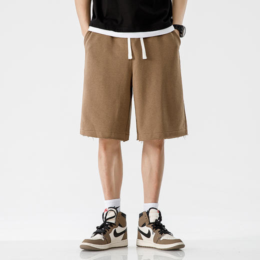 自由基地夏季全棉370克时尚潮流毛边短裤休闲阔腿款（男女同款） MK-05 商品图1