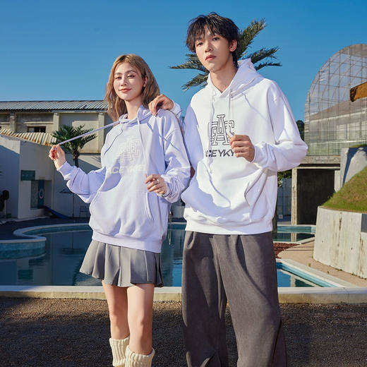 YKYB连帽卫衣宽松秋季新款街头嘻哈上衣百搭情侣多色oversize帽衫 商品图0