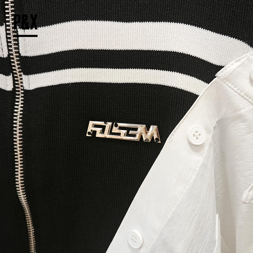 P&X设计师女装短款针织衫 824131207 黑/白 商品图2