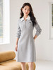 【年终特卖】熙世界灰色polo领连衣裙2025秋季新款中长款气质撞色翻领t恤裙 商品缩略图1