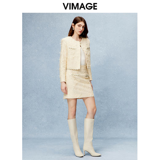 VIMAGE纬漫纪秋季新款气质显瘦通勤小香风短外套V2203802 商品图1