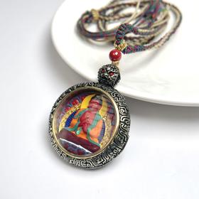 铜镶朱砂吊坠-大日如来圆牌