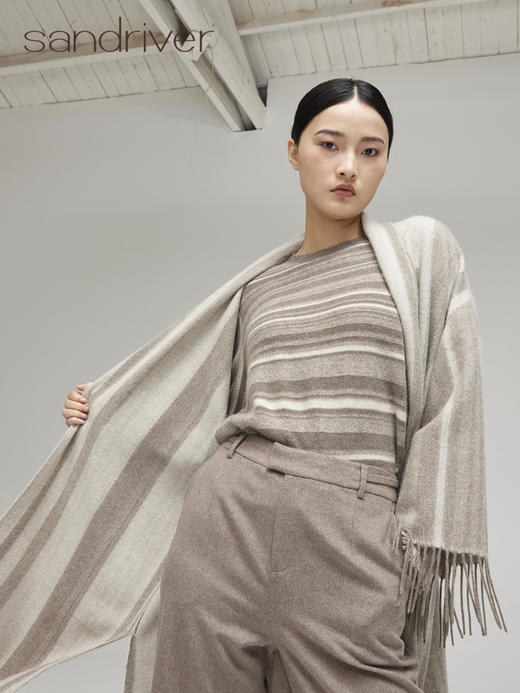 青海羊绒女士条纹大衣SJF96W399N 商品图6