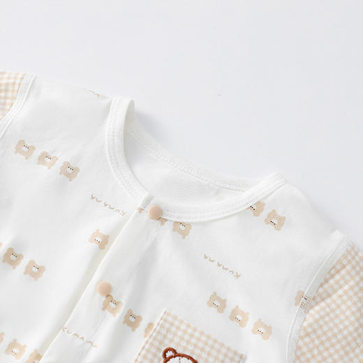 【格子熊宝宝立领分体套装】夏季分体套装婴儿衣服空调服a类无骨宝宝睡衣薄款长袖对开两件套 商品图3