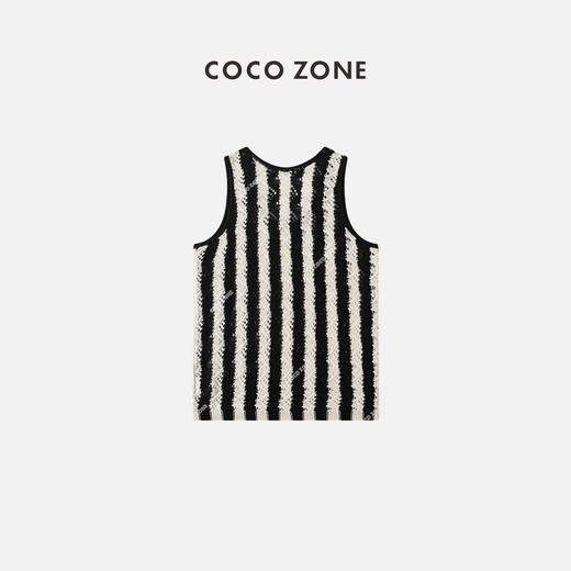 COCO ZONE 夏季U领宽条纹镂空针织背心 23C18665 商品图1
