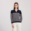 【V领条纹撞色羊绒衫】24年秋冬新品女士100%山羊绒时尚双色毛衣 商品缩略图4