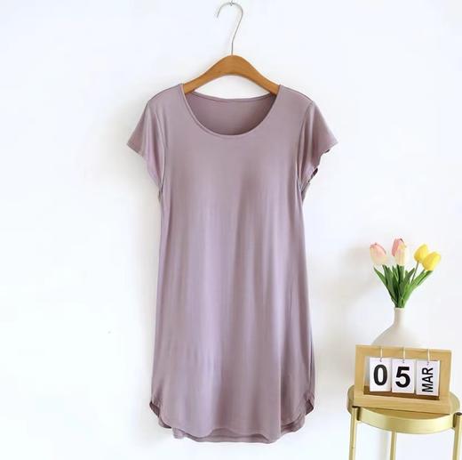 短袖带胸垫睡裙女夏季可外穿凉感椰油小飞袖高级感莫代尔睡衣女士HLY 商品图8