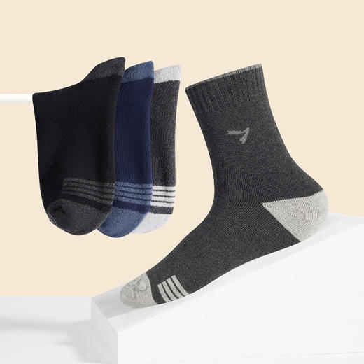 柒牌毛圈袜子男秋冬季加厚保暖舒适中筒袜男士防臭抗菌休闲长袜子	127F70570 商品图4