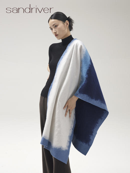 “致敬ROTHKO”真丝羊绒相拼手工毛毡围巾SJF96P718N 商品图6