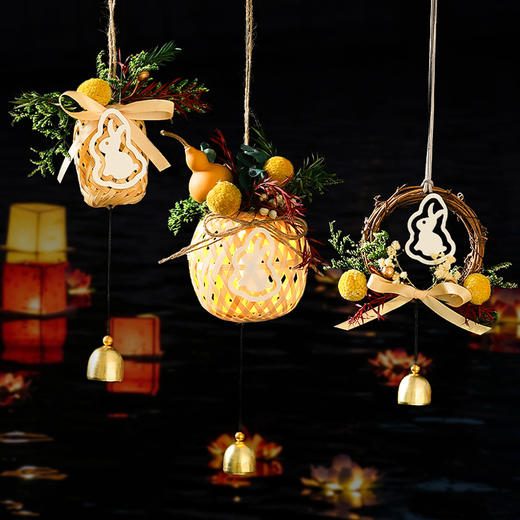 【中秋灯笼竹编手工diy材料包】新款儿童手提古风小兔子花灯挂饰 亲子手工 让小朋友体验动手乐趣 商品图2