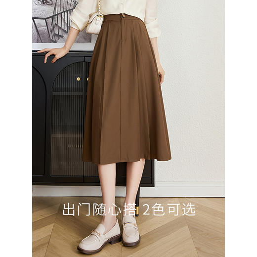 【专属特价】熙世界气质赫本风西装半身裙2025秋季新款通勤垂感百褶a字伞裙 商品图2