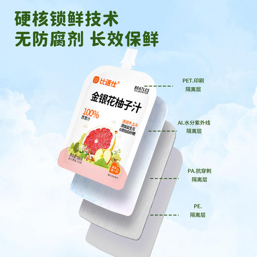比逗仕儿童100%原果汁金银花柚子汁雪梨枇杷汁苹果山药汁益生元陈皮山楂汁 商品图3