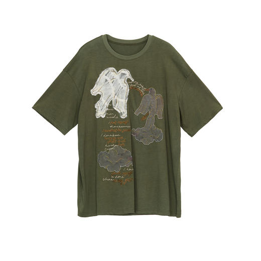 谜底绣花中长款T恤短袖女士2024秋新品复古百搭宽松上衣243MT0962 商品图4