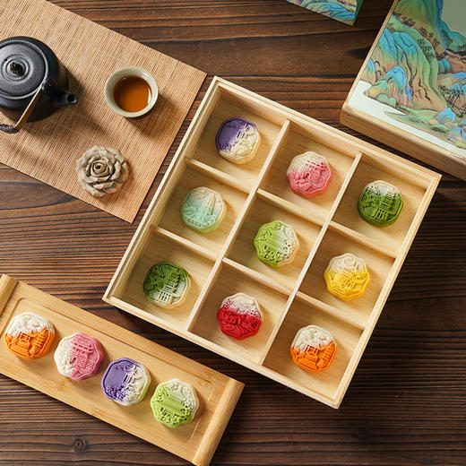 中秋月饼礼盒装9粒桃山皮传统节日糕点团购福利长辈送礼月饼批发 商品图2