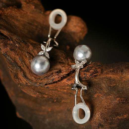 Manreya玛芮雅迷蝶银镀金真多麻海水珍珠耳夹无耳洞耳饰 商品图6