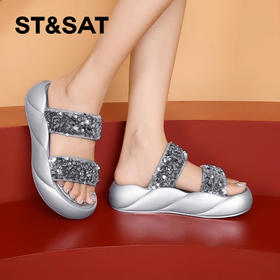 星期六珠光亮片软绵厚底沙滩拖鞋SSC2110C1H