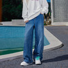 YKYB牛仔裤潮牌秋季新款蓝色街头嘻哈裤子宽松阔腿老爹直筒长裤 商品缩略图2