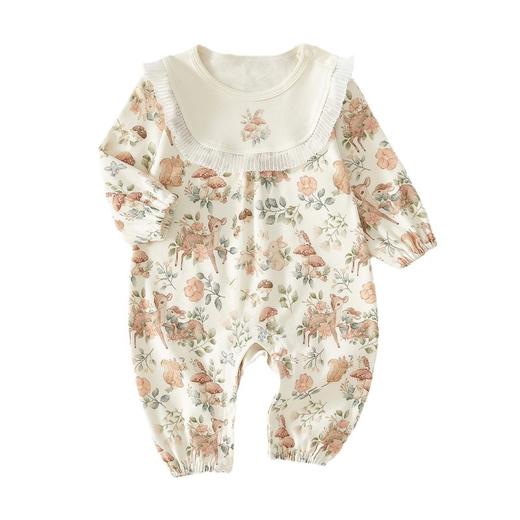 【韩版小鹿棉毛连体哈衣】婴儿连体衣纯棉春秋款女宝宝碎花公主四季衣服新生儿月子服包屁衣 商品图4