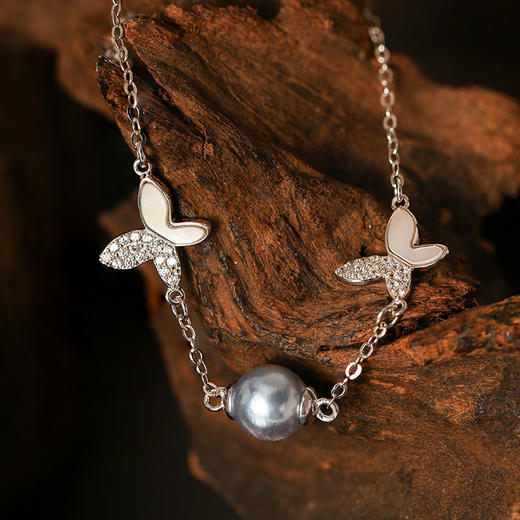 Manreya玛芮雅迷蝶银镀金真多麻海水珍珠手链 商品图5