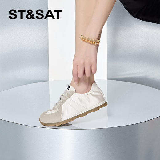 星期六绸缎拼接复古阿甘鞋SSC11120TQ 商品图2