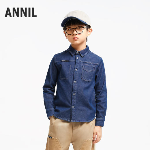 男童防褪色衬衫式牛仔上衣新款安奈儿童装实体店同款AB431559 商品图0