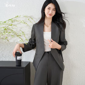 剩S/M/L/XL 米思阳2026春季新款盐系轻熟高级灰职业西装V领气质正装外套2979