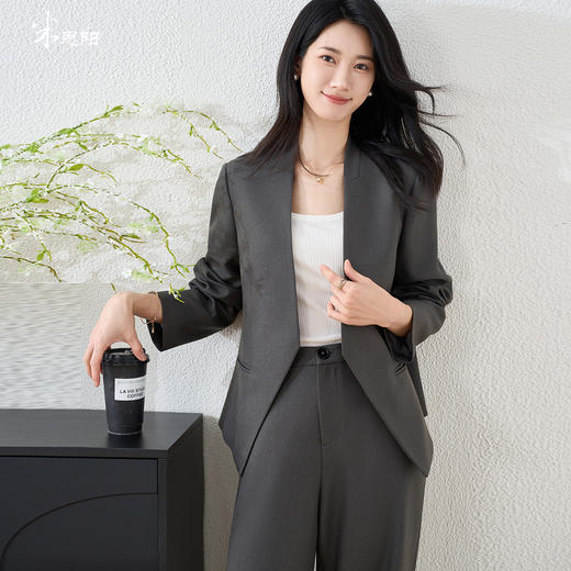 剩S/M/L/XL 米思阳2026春季新款盐系轻熟高级灰职业西装V领气质正装外套2979 商品图0