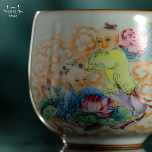 问鼎汝瓷鼎峰系列天青金钟杯（童子戏荷） 商品图3