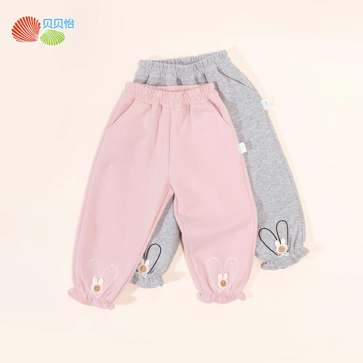贝贝怡童装女童春秋款长裤2024新款儿童外穿甜美卫裤女孩休闲裤ZB3DK047 商品图1