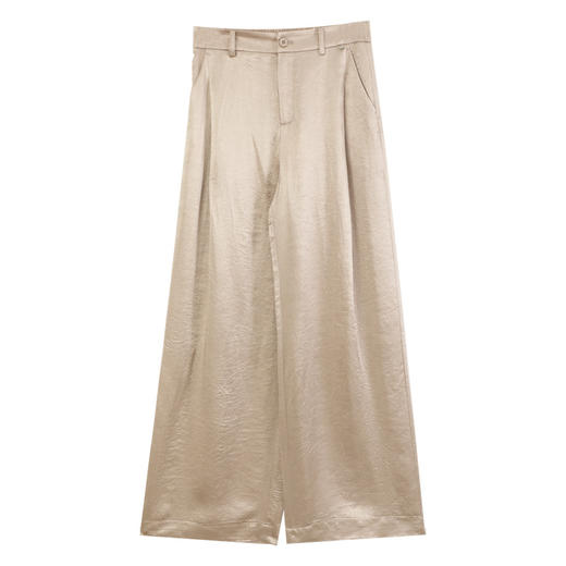 玳莎醋酸缎面宽松直筒裤女秋季新款垂感小个子半松紧腰休闲裤  EC36303 商品图4