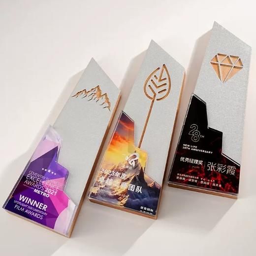 新款水晶奖杯定制木质奖牌创意金属山峰攀登企业定做荣誉纪念员工 商品图1