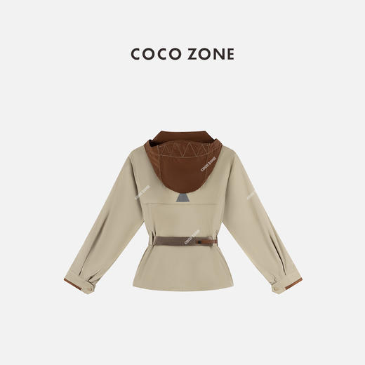 COCO ZONE 复古撞色拼接连帽外套百搭长袖上衣CC1C1626 商品图1