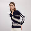 【V领条纹撞色羊绒衫】24年秋冬新品女士100%山羊绒时尚双色毛衣 商品缩略图6