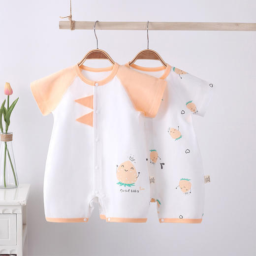 【可爱萌趣 软糯舒适】纯棉婴儿连体衣夏季空调服宝宝衣服新生儿哈衣短袖睡衣外出爬爬服 商品图1