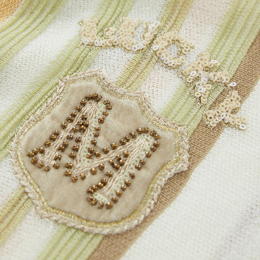 谜底针织开衫分袖女2024秋季新品文艺风彩条V领短款毛衫243MZ1261 商品图3