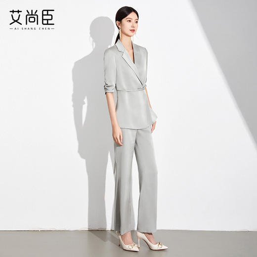 国风新中式西装套装女2024夏高级感两件套女装七分袖休闲外套薄款 商品图5