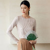 玳莎拼接设计感圆领针织衫女2024新款显瘦纯色内搭长袖上衣  EC32303 商品缩略图2