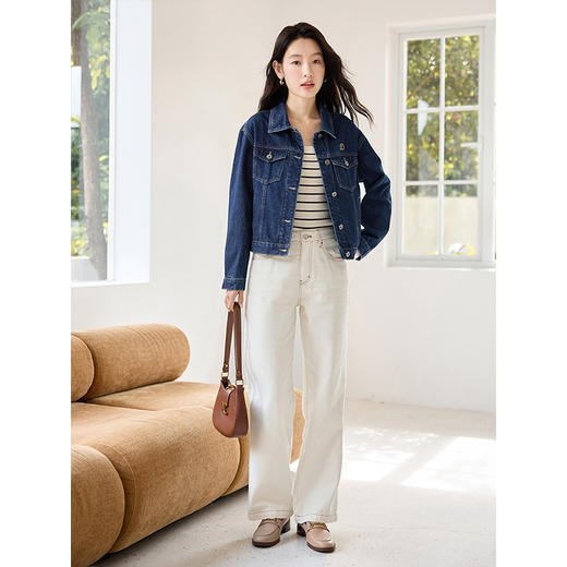 【年货节】熙世界短款牛仔外套秋装2025新款美式复古百搭今年流行夹克上衣 商品图4