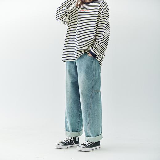 棵初2024秋季新品儿童分割造型牛仔裤亲子装茧型慵懒宽松百搭长裤 商品图2