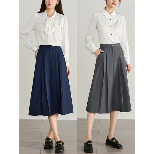【专属特价】熙世界气质赫本风西装半身裙2025秋季新款通勤垂感百褶a字伞裙 商品图4