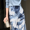 米思阳2026夏季新款轻奢油画风印花半身裙缎面垂顺气质裙子女3821 商品缩略图4