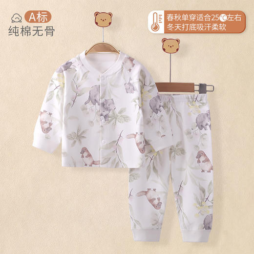 【宝宝四季款分体套装】a类无骨新款春季秋衣裤全棉男女印花宝宝套装内衣婴儿家居服睡衣 商品图2