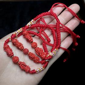 D朱砂手绳-双貔貅圆珠17*10-7.5#25B