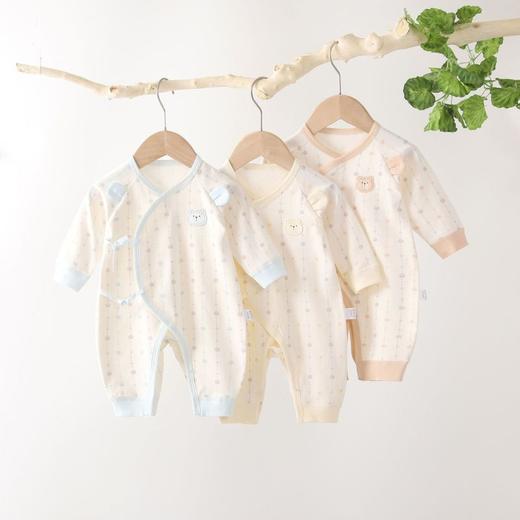 【新生儿星光小熊绑带连身衣】婴儿衣服纯棉a类春秋抗菌打底和尚服宝宝哈衣爬爬服新生儿连体衣 商品图1