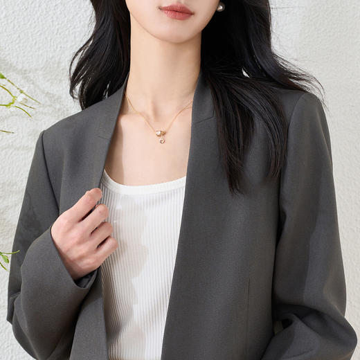 剩S/M/L/XL 米思阳2026春季新款盐系轻熟高级灰职业西装V领气质正装外套2979 商品图4