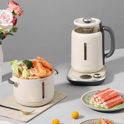 大宇（DAEWOO）煮茶壶1.8L容量家用多功能玻璃花茶烧水壶办公室养生壶 DYYS-12Y18养生壶+电煮锅 1.8L 商品图2