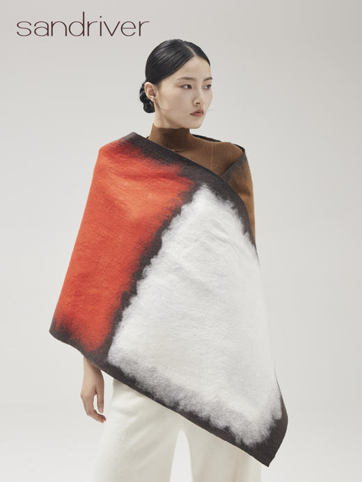 “致敬ROTHKO”真丝羊绒相拼手工毛毡围巾SJF96P718N 商品图2