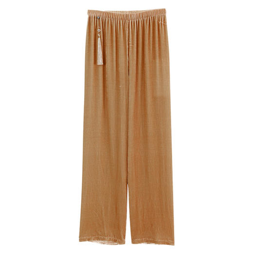 玳莎真丝丝绒宽松直筒裤女2024早秋新款吊坠装饰显瘦松紧腰休闲裤  EC36305 商品图4